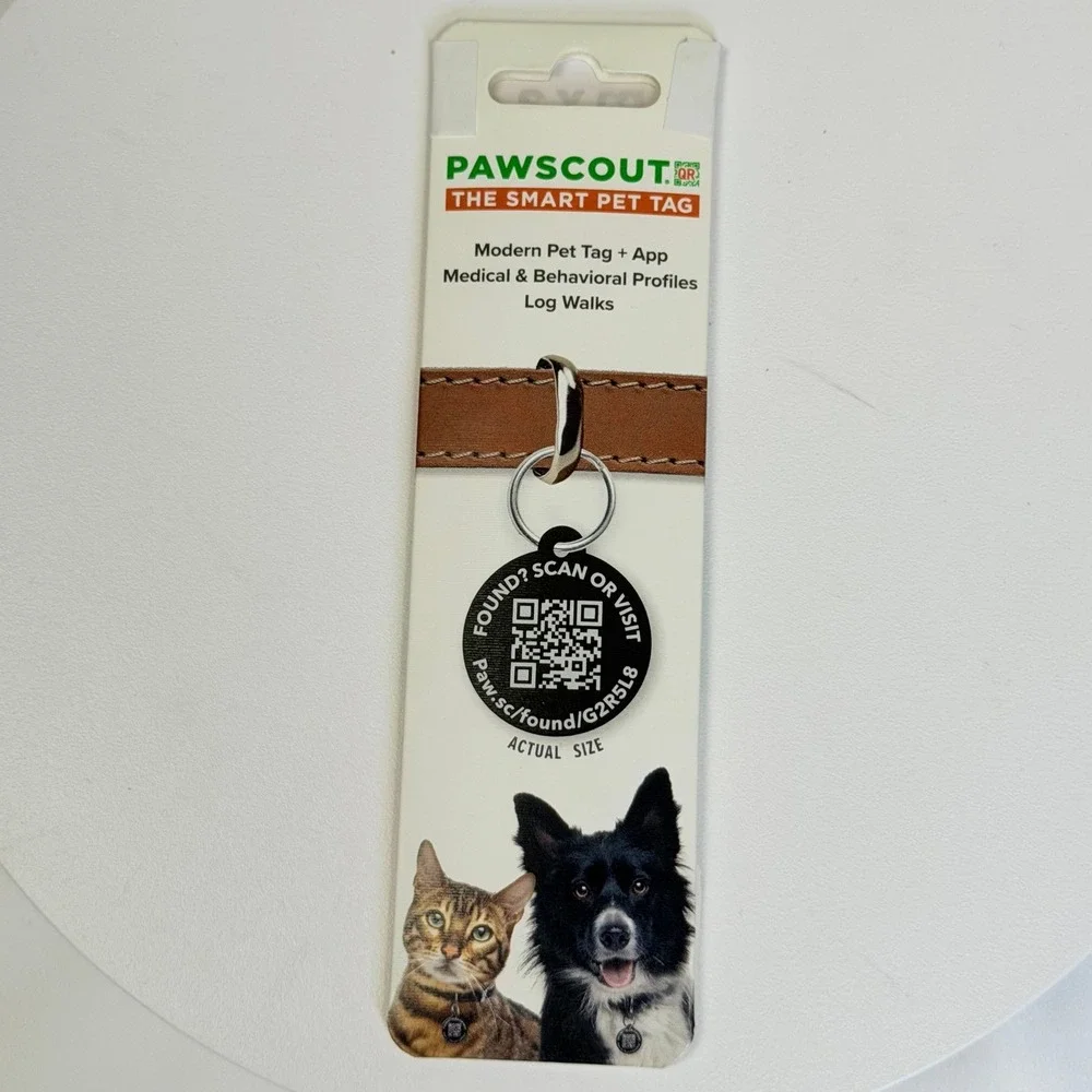 Pawscout The Smart Pet Tag QR Code ID Modern Pet Tracker App Black 91200